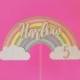 Rainbow cake topper, personalised name and age, cloud pastel party theme unicorn baby shower 1st birthday