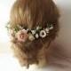 Flower hair pins, bridal hair pins, art 4, bridal hair piece blush, set of 5 hair pins, floral hair pins, bridesmaids hairpiece, blush hair