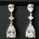 Crystal Bridal Earrings, Cubic Zirconia Teardrop Silver Earrings, Crystal Dangle Earrings, Wedding Jewelry, Statement Bridal CZ Earrings