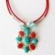 Afghan Silver jewelry, Red Coral and Turquoise,  Afghan Pendant Necklace, Ethnic Tribal TURKISH  jewelry, Anniversary Gifts For Women
