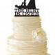 Bride Dragging Hunting Groom Tied Up The Hunt Is Over - Hunting Cake Topper - Outdoor Wedding - 252b