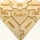 Custom Family Wooden Heart Puzzle - Family Unity Puzzle - Pregnancy Puzzle - Wedding Announcement Puzzle - Baby Reveal - 8 PC - Engraved