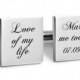 Wedding Cufflinks Stainless steel with engraved personalized date for lovers, custom, customized, dated, heirloom