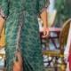 Green Silky Kaftan Summer Dress, Women Resort Vacation Beach Dress, Long Ethnic Loose Hippie Wide Sleeves Dress