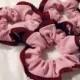 Pink hair scrunchies with sparkle embellishment/ Hair accessories/ Hair tie/ Pink scrunches/ soft hair bands/ polyester scrunchies