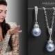 Blue Pearl Bridal Jewelry Set, Swarovski 8mm Light Blue Earrings&Necklace Set, Bridal Jewelry Set, Bridesmaids Gift Jewelry, Wedding Jewelry