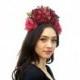 Deep Pink Mexican Flower Crown, Day of the Dead Flower Headpiece, Frida Kahlo Floral Crown, Bohemian, Flower Headband, Boho, Mexico Wedding