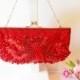 Red Beaded Evening Bag, Red Bead Clutch, Holiday Handbag, Party Bag, Special Occasion Bag, Red Bead Purse  EB-0036