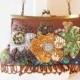 Vintage Brown Beaded Evening Bag,, Beads and Sequins, Beaded Clutch Bag,  EB-0270