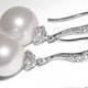 White Pearl Silver Earrings, Pearl Drop Bridal Earrings, Swarovski 10mm Pearl Earrings, Bridal Jewelry, Pearl Dangle Earring Wedding Jewelry