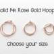 Solid 14k ROSE Gold Hoops. 14k Solid Gold Hoop Earrings. Pink Gold Hoop Earrings. Real Gold Hoops. Solid Rose Gold Hoops. Minimalist Hoops