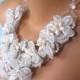 Bridal Statements Necklace, Pearl and Crystal, Wedding Collar, Vintage Bridal, Bridesmaid Gift, Bridal Bib, Pearl Choker, White