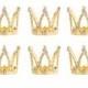 Tiny Crowns, Cupcake Topper, Small Crown, Rhinestone Crowns, set of 6, mini gold crowns