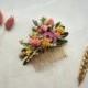Spring Meadow Dried Flower Hair Comb in Pink and Yellow 