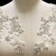 silver rhinestone lace applique, crystal beaded rhinestone sash headband shoulder body back appliques for bridal dress accessories