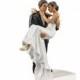 African American Groom Holding Bride Traditional Cake Topper Figurine - Custom Painted Hair Color Available - 707528