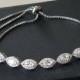 Silver Cubic Zirconia Adjustable Bracelet, Wedding Marquise Bracelet, CZ Sliding Bracelet, Crystal Dainty Bridal Bracelet, Bridal Jewelry