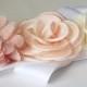 White Dusty Pink Wedding Sash, Floral Dress Sash, White Pastel Pink Bridal Belt, Maternity Sash, Embellished Flower Sash, Bridal Rustic Belt