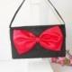 Vintage Black Evening Bag with Red Bow, Glamorous Handbag, Statement Purse EB-0333