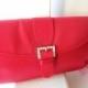 Red Evening Bag, Rhinestone Trim, Red Clutch Bag, Glam Red Purse EB-0403