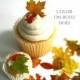 24 mini watercolor edible fall leaves cupcake topper, .5" to 1.5" with color on both sides , wafer paper. Autumn wedding cake decorations.