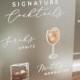 Signature Cocktails Acrylic Sign w/ Drink Illustrations 