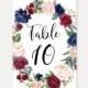 Elegant Navy and Burgundy Wedding Table Numbers Template - DIY Table Numbers for a Wedding, Editable Printable Table Numbers, Digital