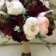 Burgundy and Blush Bouquet, Peony Bouquet, Marsala Bouquet, Burgundy Bouquet, Boho Bouquet, Greenery Bouquet, Blush Peony Bouquet, Cream Peo
