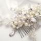 NEW Silver Rhinestone Wedding Hair Comb, Faux Pearl Hair Comb, Crystal Bridal Headpiece, Bridal Hair Comb - 0711