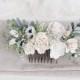 Flower hair comb, White flower hair comb, Flower hair pins, Wedding flower hair clip, Bridal flower hair piece