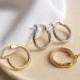 WILLA -  Dainty vintage style gold huggie hoop earrings w/ French spiral twist hoops boho minimalist classic stacking hoop earring stack