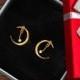 14k Gold Moon Star Earrings-Moon Star Earrings 925 Sterling Silver - 14k Minimalist Earrings