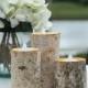 Birch Bark Log Candle Holders - Set of 3 - Votive Tea Light - Rustic Chic - Wedding Centerpiece