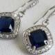 Navy Blue Crystal Bridal Earrings, Blue Silver Crystal Earrings, Bridal Dangle Earrings, Chandelier Wedding Earrings, Bridal Jewelry
