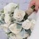Sola Wood Rose Bridal Bouquet with Lambs Ear and Eucalyptus