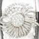 Vintage 1940s HaiR CoMB/Wedding Dress Sash Brooch, Round Bridal Headpiece, Art Deco Silver Pave Rhinestone Flapper Jewelry Atomic 1950s