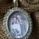 Custom made Wedding bouquet photo charms Oval Rhinestone Photo memory charms to hang on a bouquet, Boutonniere or bridesmaid gift