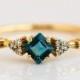 Natural Princess Cut London Blue Topaz Ring For Her, London Blue Topaz Stone, Yellow Gold Plated Ring, Promise Ring, 925 Sterling Silver