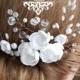 Wedding headpiece, Bridal hair comb, Rhinestone flower hair comb, Wedding hair comb, Freshwater pearl, Wedding hair accessory