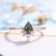 Vintage Black Rutilated Quartz  Engagement Ring Rose Gold Ring