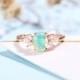 Faceted Oval cut Opal Engagement Ring Rose gold ring Women 