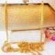 Glamorous Gold Evening Bag, Glamorous Gold Clutch Bag, Rhinestone Trim EB-0726