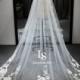LS26/ Big lace Wedding Veil/ One Tier Flower Veil/ Custom Veil,Cathedral Wedding Veil