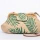 Sac à main vegan Straw Clutch Bag, Floral palm leaf embroidered clutch Summer Beach Resort Raffia rattan frame Purse packable for travel