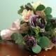 Blush Pink, Lavender, and Green Silk Flower Bridal Bouquet and Boutonniere, Roses, Ranunculus, Hydrangea, Seeded Eucalyptus -  Teresa