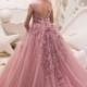 Blush Pink Flower Girl Dress - Birthday Wedding Party Holiday Bridesmaid Flower Girl Blush Pink Tulle Lace Dress 21-063