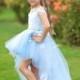 High low Blue flower girl dress Birthday Special occasion Toddler Baby