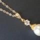 Gold Pearl Bridal Necklace, Swarovski Ivory Pearl Necklace, Single Pearl Gold Wedding Pendant, Ivory Pearl Drop Necklace, Gold Pearl Jewelry