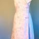 Mod Pink & White Linen Dress XL. Hawaiian Floral Print Vintage 60s Dress Size 16. Plumeria 