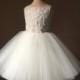 DEBBY Ivory Lace Champagne Tulle Flower Girl Dress Vintage Dress Wedding Bridesmaid Dress
